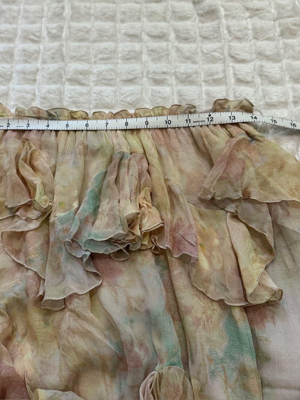 Zara Medium ZW Collection Printed Ruffle Abstract Floral Maxi Skirt - Picture 6 of 10
